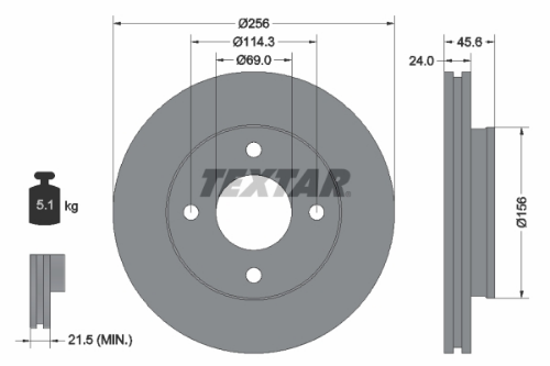 TEXTAR 92134803 Fren Sistemleri Fren Diski - SMART FORFOUR (454) uyumlu