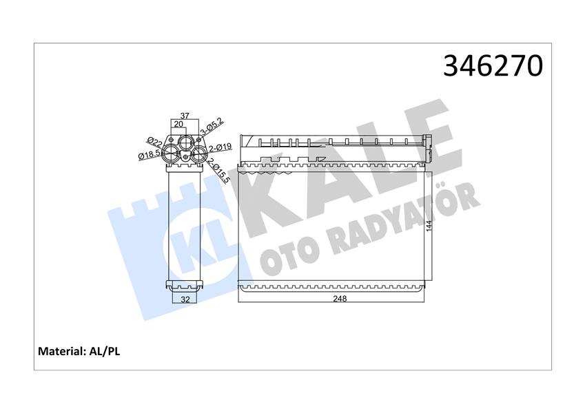 KALE OTO RADYATÖR 346270 İklimlendirme Sistemi İç Mekan Isı Değiştirici - BMW 3 (E36) uyumlu