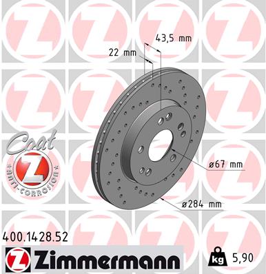 ZIMMERMANN 400.1428.52 Fren Sistemleri Fren Diski - MERCEDES-BENZ E-SERISI (W124) uyumlu