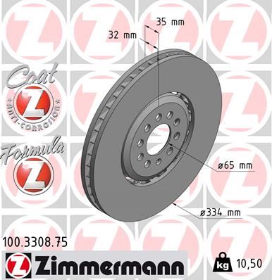 ZIMMERMANN 100.3308.75 Fren Sistemleri Fren Diski - VW GOLF IV (1J1) uyumlu