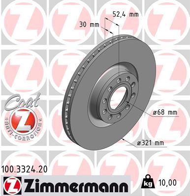 ZIMMERMANN 100.3324.20 Fren Sistemleri Fren Diski - AUDI A6 C5 (4B2, 4B4) uyumlu