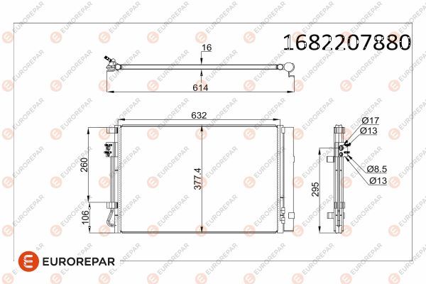 EUROREPAR 1682207880 İklimlendirme Sistemi Klima Radyatörü - KIA RIO III (UB) uyumlu