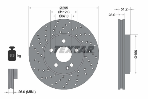 TEXTAR 92257505 Fren Sistemleri Fren Diski - MERCEDES-BENZ B-SERISI Sports Tourer (W246, W242) uyumlu