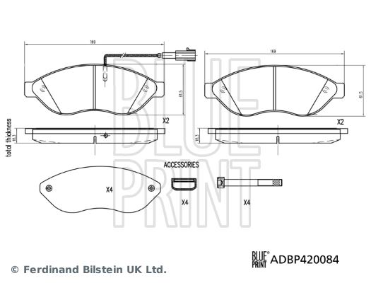 BLUE PRINT ADBP420084 Fren Sistemleri Fren Balatası - FIAT DUCATO Minibüs/Otobüs (250_) uyumlu