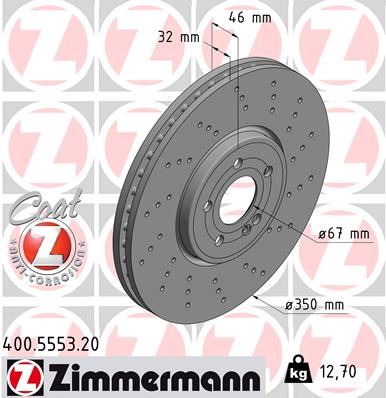 ZIMMERMANN 400.5553.20 Fren Sistemleri Fren Diski - MERCEDES-BENZ A-SERISI (W177) uyumlu