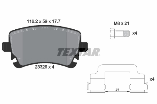 TEXTAR 2332607 Fren Sistemleri Fren Balatası - BENTLEY CONTINENTAL Cabrio (3W_, 394) uyumlu
