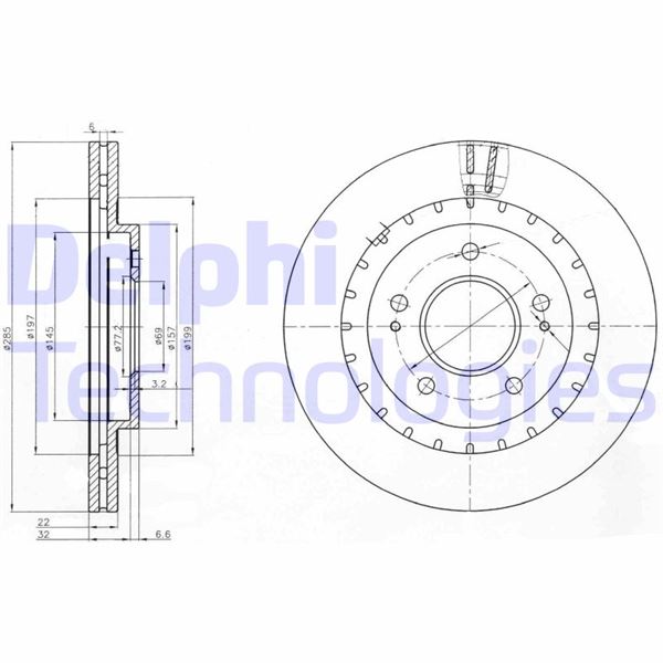 DELPHI BG3814 Fren Sistemleri Fren Diski - MITSUBISHI PAJERO PININ I (H6_W, H7_W) uyumlu