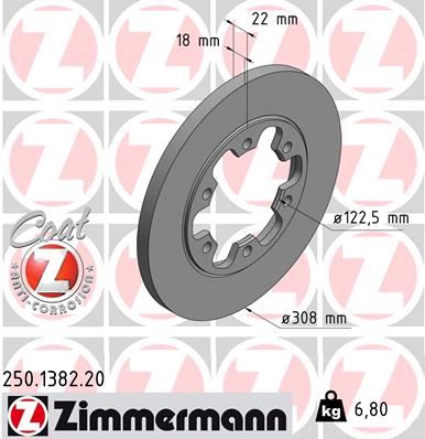 ZIMMERMANN 250.1382.20 Fren Sistemleri Fren Diski - FORD TRANSIT V363 Minibüs/Otobüs (FAD, FBD) uyumlu