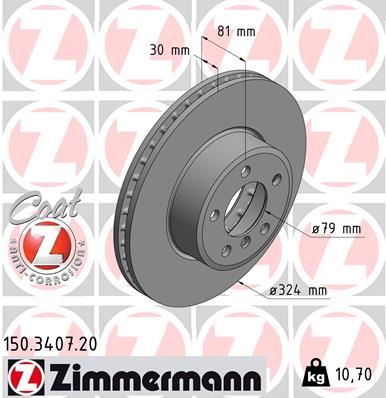 ZIMMERMANN 150.3407.20 Fren Sistemleri Fren Diski - BMW 7 (E65, E66, E67) uyumlu