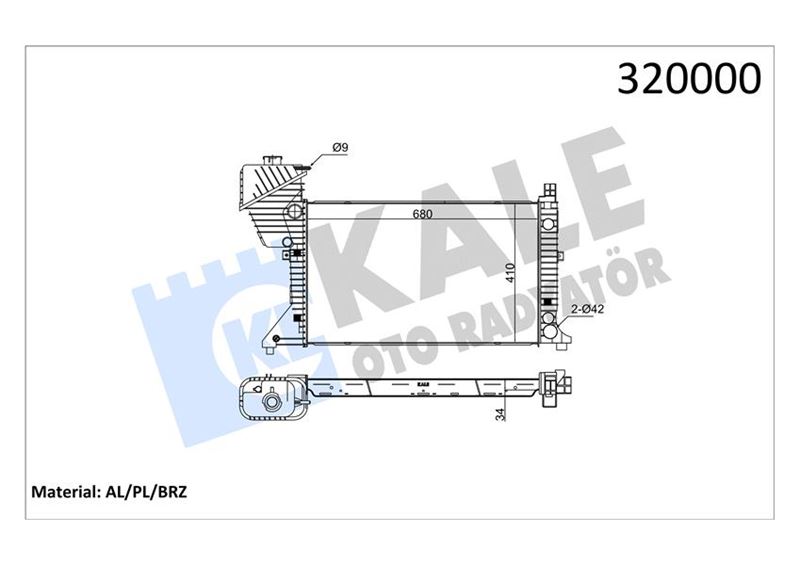 Su Radyatörü - KALE OTO RADYATÖR - 0915021AB Ürün Görseli