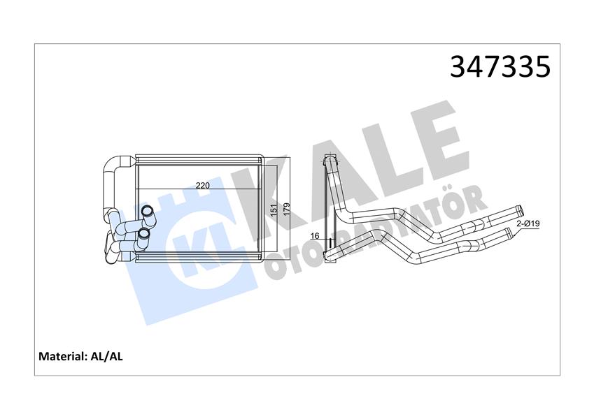 KALE OTO RADYATÖR 347335 İklimlendirme Sistemi İç Mekan Isı Değiştirici - HYUNDAI ELANTRA IV Sedan (HD) uyumlu