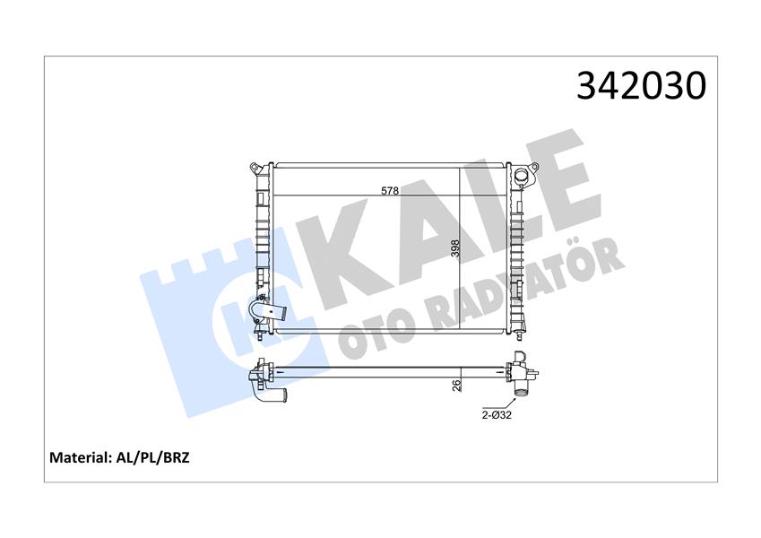 KALE OTO RADYATÖR 342030 Soğutma Sistemi Su Soğutucu & Parçaları - MINI MINI (R50, R53) uyumlu