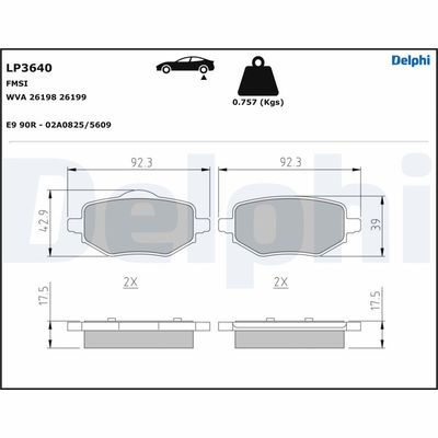 DELPHI LP3640 Fren Sistemleri Fren Balatası - DS DS 3 / DS 3 CROSSBACK (UR_, UC_, UJ_) uyumlu