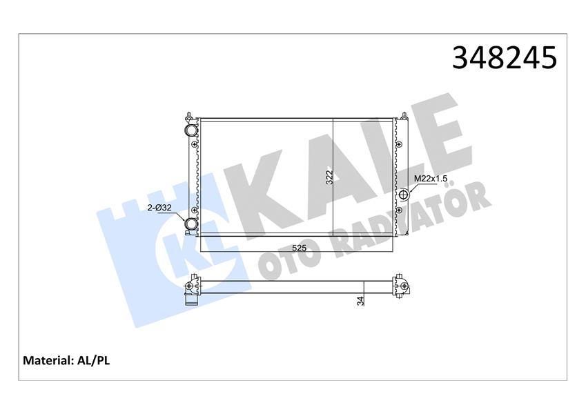 KALE OTO RADYATÖR 348245 Soğutma Sistemi Su Soğutucu & Parçaları - VW GOLF III (1H1) uyumlu