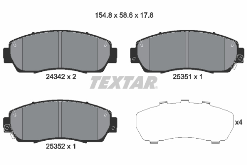 TEXTAR 2434201 Fren Sistemleri Fren Balatası - HONDA CR-V III (RE_) uyumlu
