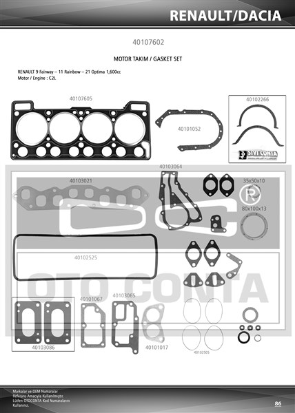 Motor Conta Seti - OTOCONTA - 40107602 Ürün Görseli