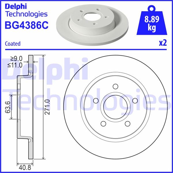 DELPHI BG4386C Fren Sistemleri Fren Diski - FORD FOCUS III Sedan uyumlu