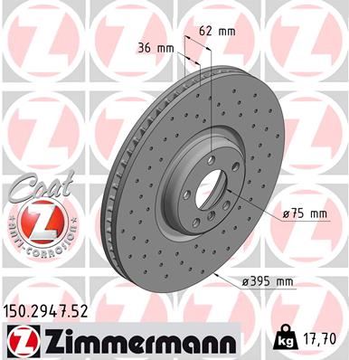 ZIMMERMANN 150.2947.52 Fren Sistemleri Fren Diski - BMW X5 (F15, F85) uyumlu