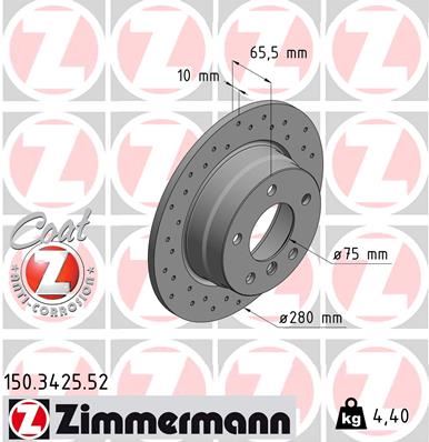 ZIMMERMANN 150.3425.52 Fren Sistemleri Fren Diski - BMW 1 (E81) uyumlu