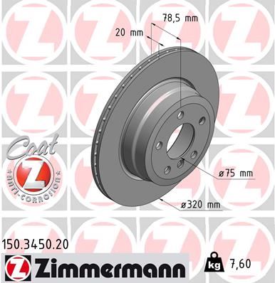 ZIMMERMANN 150.3450.20 Fren Sistemleri Fren Diski - BMW X5 (E70) uyumlu
