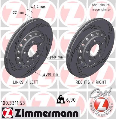 ZIMMERMANN 100.3311.53 Fren Sistemleri Fren Diski - VW PHAETON (3D1, 3D2, 3D3, 3D4, 3D6, 3D7, 3D8, 3D9) uyumlu