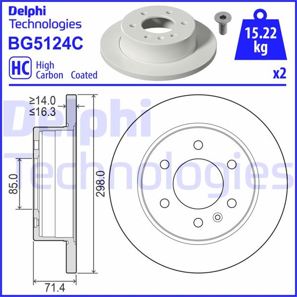 DELPHI BG5124C Fren Sistemleri Fren Diski - MERCEDES-BENZ SPRINTER 3-t Tourer Bus (B907) uyumlu