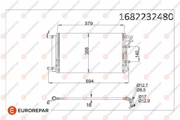 EUROREPAR 1682232480 İklimlendirme Sistemi Klima Radyatörü - KIA CERATO I Sedan (LD) uyumlu