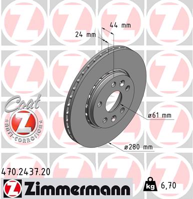 ZIMMERMANN 470.2437.20 Fren Sistemleri Fren Diski - RENAULT KANGOO Express (FW0/1_) uyumlu