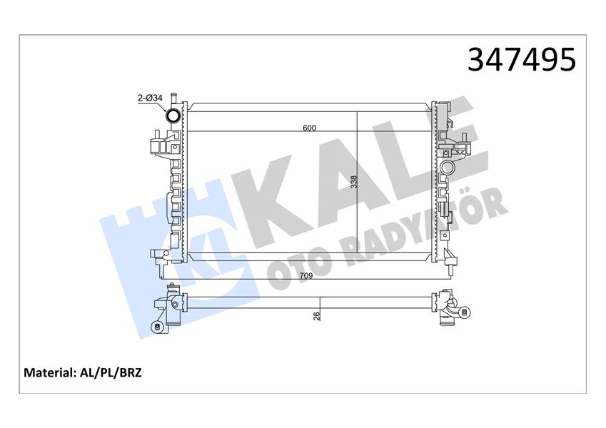 KALE OTO RADYATÖR 347495 Soğutma Sistemi Su Soğutucu & Parçaları - OPEL TIGRA TwinTop (X04) uyumlu