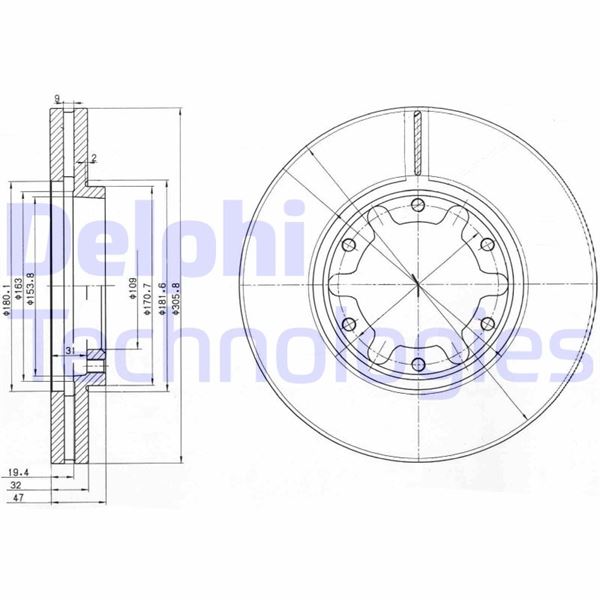 DELPHI BG3817 Fren Sistemleri Fren Diski - NISSAN PATROL GR V Wagon (Y61) uyumlu