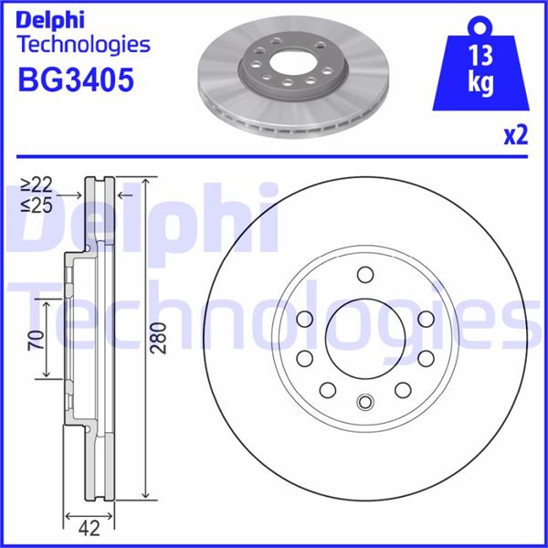 Fren Diski - DELPHI - BG3405 Ürün Görseli