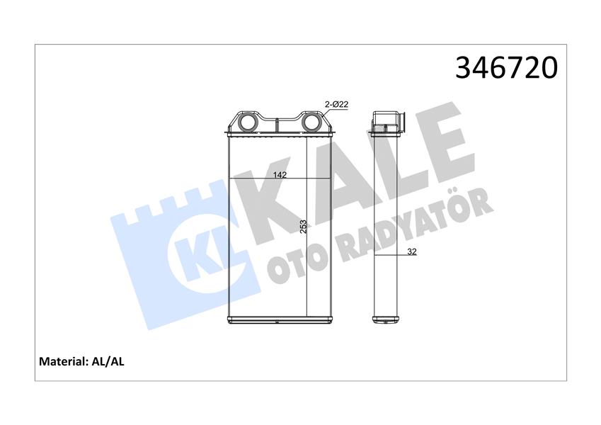KALE OTO RADYATÖR 346720 İklimlendirme Sistemi İç Mekan Isı Değiştirici - RENAULT TRAFIC II Minibüs/Otobüs (JL) uyumlu