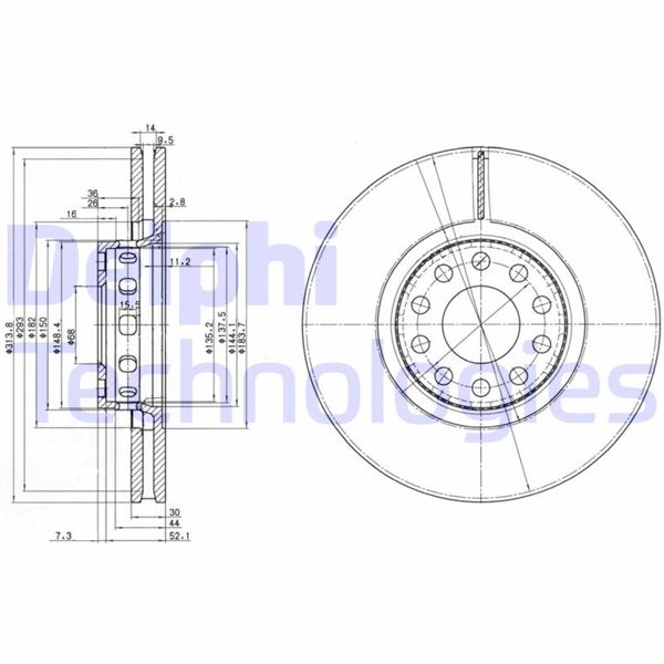 DELPHI BG3033 Fren Sistemleri Fren Diski - AUDI 100 C4 Sedan (4A2) uyumlu