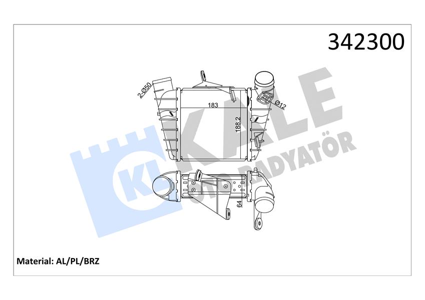 KALE OTO RADYATÖR 342300 Motor Turbo Radyatörü - SKODA ROOMSTER (5J7) uyumlu