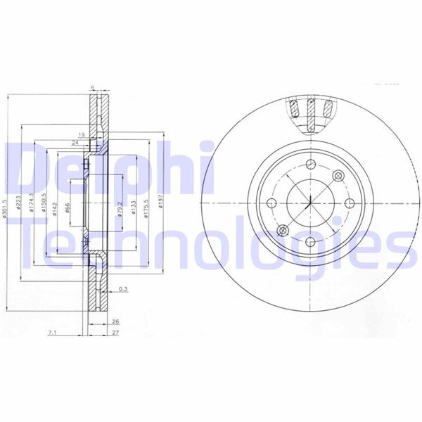 DELPHI BG4002 Fren Sistemleri Fren Diski - CITROËN C4 PICASSO I MPV (UD_) uyumlu