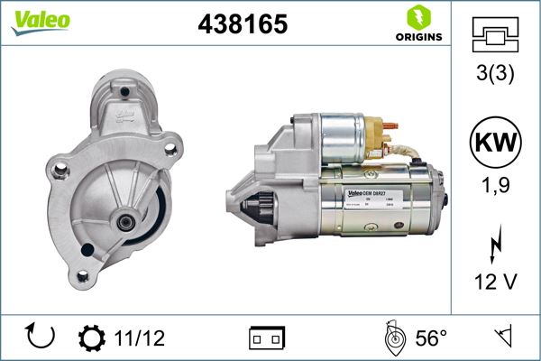 VALEO 438165 Elektrik Sistemi Marş Motoru - CITROËN C4 II (NC_) uyumlu