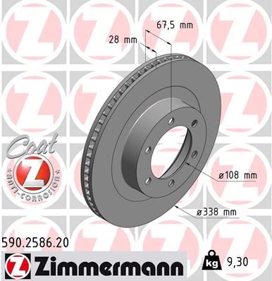 ZIMMERMANN 590.2586.20 Fren Sistemleri Fren Diski - TOYOTA LAND CRUISER PRADO (_J12_) uyumlu
