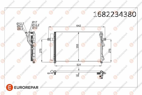 EUROREPAR 1682234380 İklimlendirme Sistemi Klima Radyatörü - HYUNDAI GETZ (TB) uyumlu