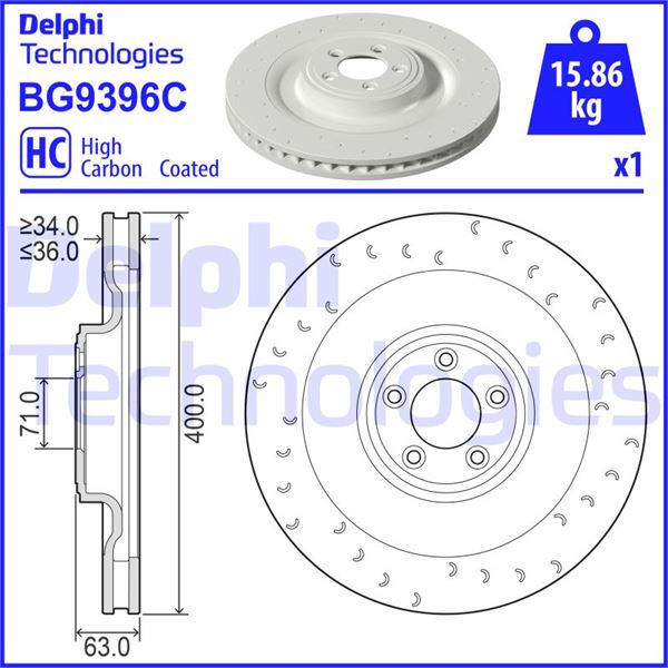DELPHI BG9396C Fren Sistemleri Fren Diski - JAGUAR XK II Coupe (X150) uyumlu