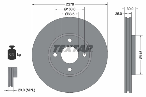 TEXTAR 92279003 Fren Sistemleri Fren Diski - FORD ECOSPORT uyumlu