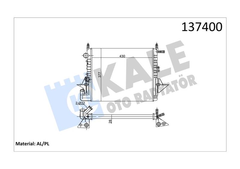 Su Radyatörü - KALE OTO RADYATÖR - 0523232AL Ürün Görseli