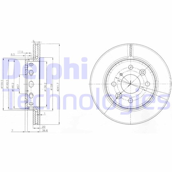DELPHI BG3074 Fren Sistemleri Fren Diski - KIA SEPHIA Sedan (FA) uyumlu