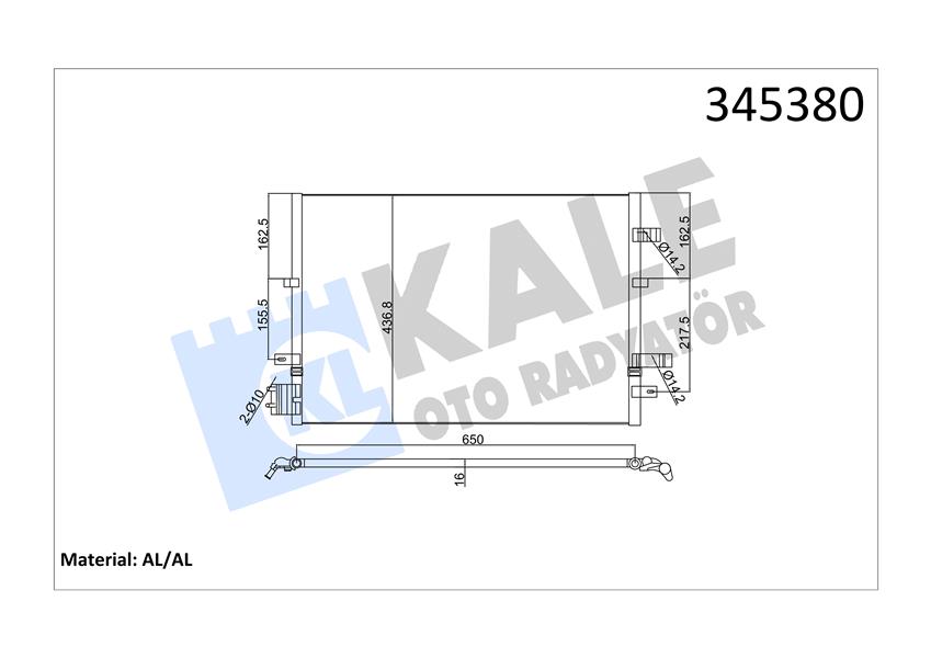 KALE OTO RADYATÖR 345380 İklimlendirme Sistemi Klima Radyatörü - FORD MONDEO III Turnier (BWY) uyumlu
