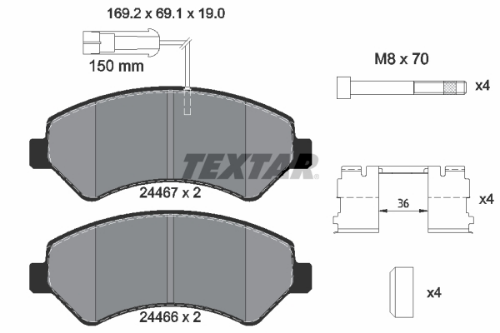 TEXTAR 2446701 Fren Sistemleri Fren Balatası - FIAT DUCATO Panelvan/Van (250_) uyumlu