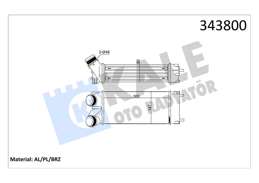 KALE OTO RADYATÖR 343800 Motor Turbo Radyatörü - CITROËN C4 I (LC_) uyumlu