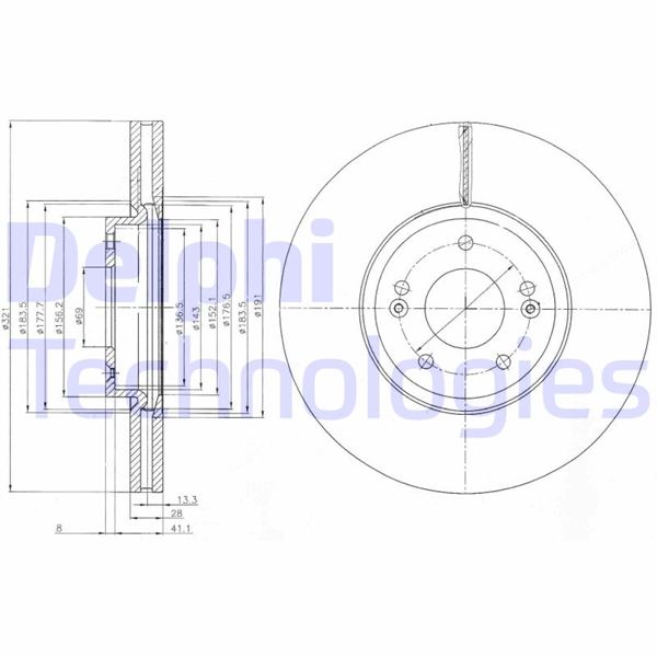DELPHI BG9056C Fren Sistemleri Fren Diski - KIA SORENTO II (XM) uyumlu