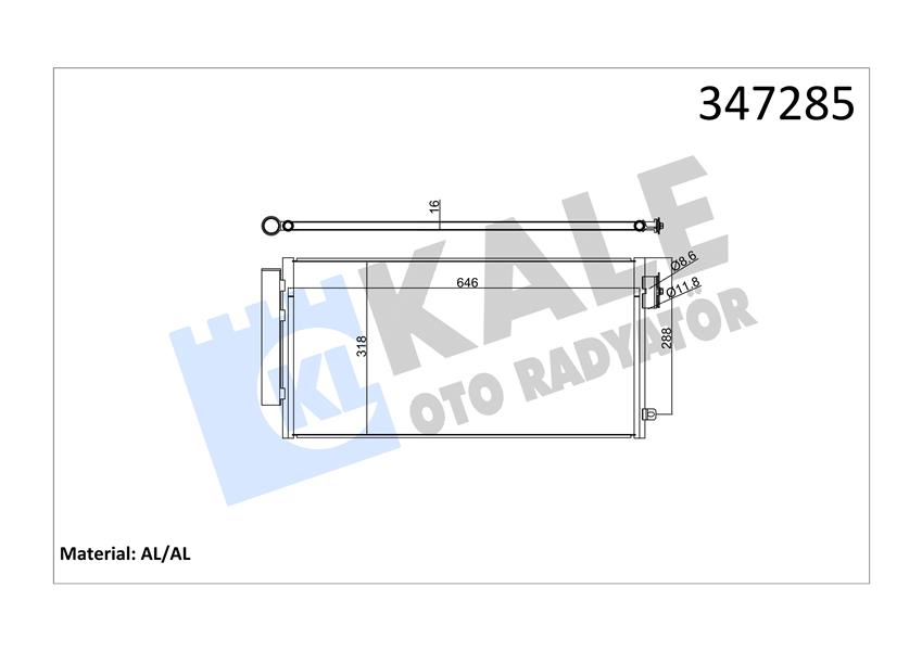 KALE OTO RADYATÖR 347285 İklimlendirme Sistemi Klima Radyatörü - FIAT 500L (351_, 352_) uyumlu