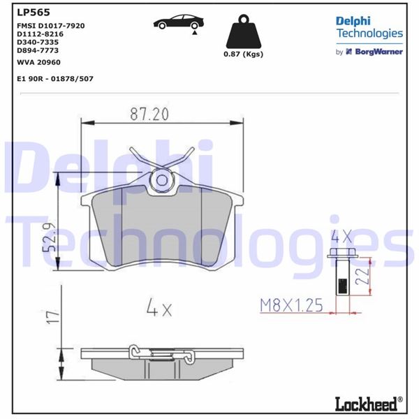 DELPHI LP565 Fren Sistemleri Fren Balatası - RENAULT MEGANE III Coupe (DZ0/1_) uyumlu