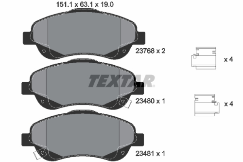 TEXTAR 2376802 Fren Sistemleri Fren Balatası - TOYOTA AVENSIS Sedan (_T25_) uyumlu