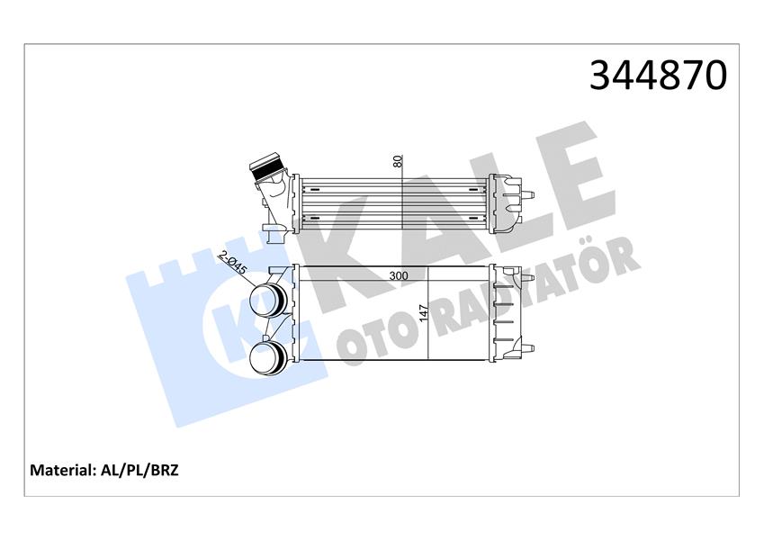 KALE OTO RADYATÖR 344870 Motor Turbo Radyatörü - CITROËN C4 II (NC_) uyumlu
